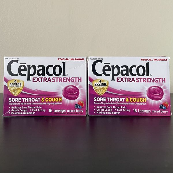 Cepacol Extra Strength Sore Throat &Cough Lozenges Mixed Berry [2 Pack] Exp11/24