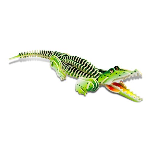 Puzzled 3D Puzzle Colorful Alligator Wood Craft Construction Kit Fun Unique and Educational DIY Wooden Animal Toy Assemble Model Pre-Colored Crafting Hobby Puzzle to Build & Decoration 94 Pieces Pack