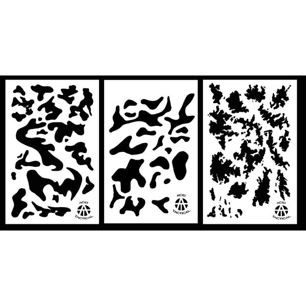 Acid Tactical® 3Pack - 9x14 Camouflage Airbrush Spray Paint Stencils - Duracoat Gun (Army, TACS, Multicam)
