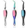Craft Tweezers Cross Locking Tweezers Precisiontweezers Stainless Steel Soft-grip Tweezers Pointed Tip Tweezers for DIY Craft Jewelry Eyelash Extensions Nail Beading Tool (Curved Style, 3)