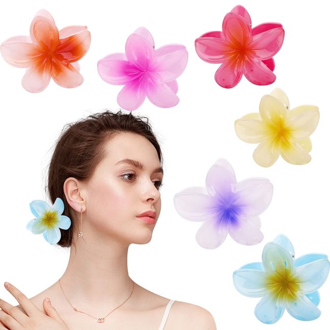 Bekecidi 6 Pack Bauhinia Egg Flower Hair Claw Clips Blumenförmige Clip-Haarnadel für Frauen, Mädchen und Kinder für dickes Haar, dünnes Haar, rutschfeste Haarspange zum Fixieren von Haaren