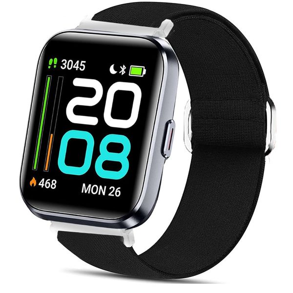 for ID208 Plus Watch Stretch Elastics Nylon Adjustable Replacement Strap Accessories for Men & Women Compatible for Quican ID208 Plus 1.8 Inches,aeac ID208 Plus,WMK ID208 Plus Smart Watch (Black)