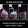 3" 76mm Inlet Cold Air Intake Cone Replacement Quality Dry Air Filter Red