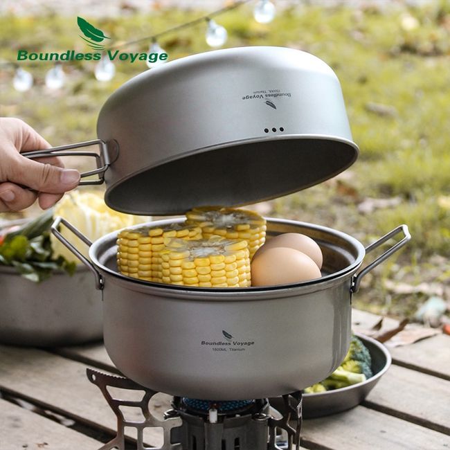  Boundless Voyage Titanium Frying Pan with Lid Portable Folding  Handles Outdoor Camping Skillet Griddle Ultralight Cookware Hiking  Backpacking: Home & Kitchen