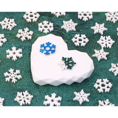 PPhtony 80PCS Snowflake Decorations Wood Slices Ornaments Christmas Cutouts Buttons Tags for Xmas Tree Hanging Painting DIY Crafts Projects Gifts Bags Holiday Party School Home Activity, 20MM, White