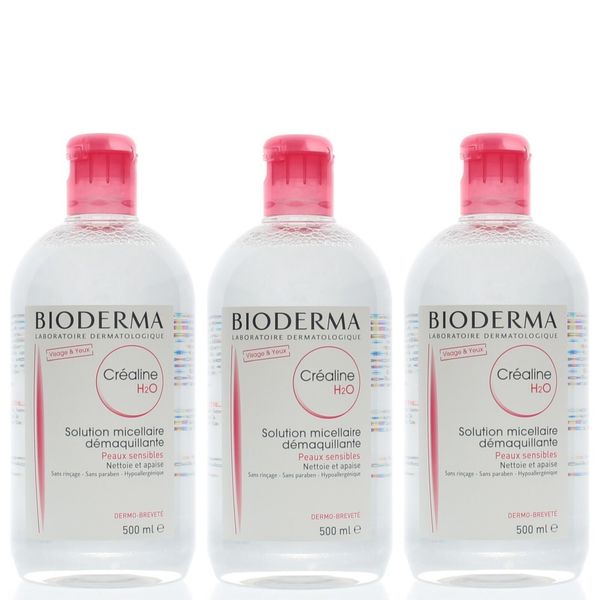 Bioderma Crealine H2O Solution Micellaire Demaquillante (3 Pack) 500ml Each