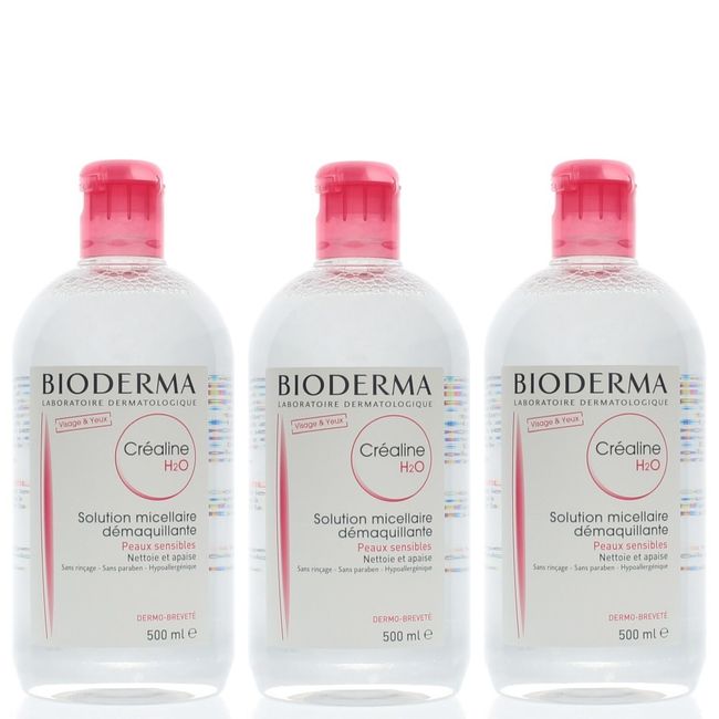 Bioderma Crealine H2O Solution Micellaire Demaquillante (3 Pack) 500ml Each