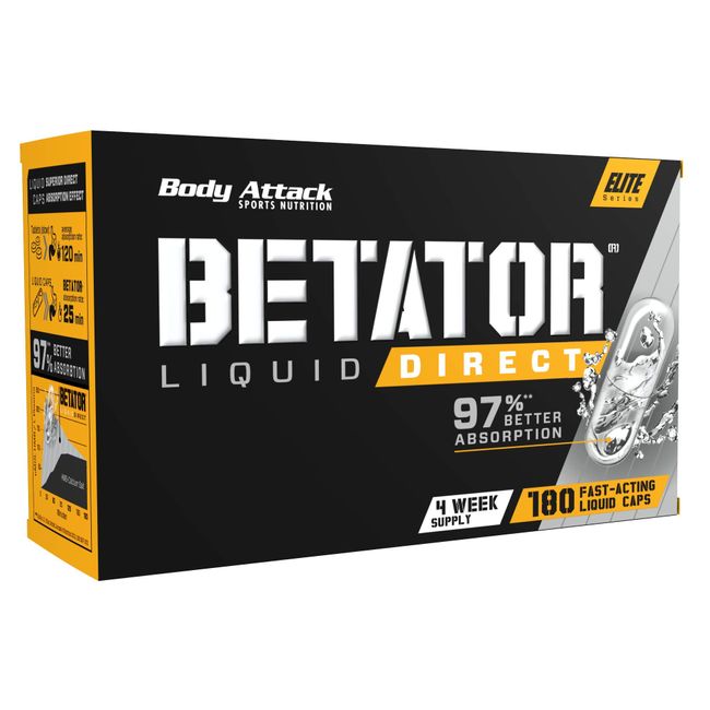 BODY ATTACK BETATOR Liquid Direct - 180 Caps - Made in Germany - Protein-Versorgung, schnelle Aufnahme, mit Vitacholine für verbesserten Fettstoffwechsel - Veganes BCAA mit Carnipure, hochdosiert