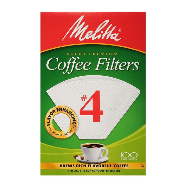 Melitta 4 Cone Coffee Filters, White, 100 Total Filters Count - Packaging May Vary