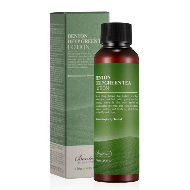 BENTON Deep Green Tea Lotion 120ml (4.05 fl.oz.) - Nourishing & Hydrating Facial Lotion without Oiliness for Oily and Sensitive Skin, Skin Soothing & Refreshing