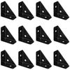 12 PCS Triangle Corner Brackets,Angle Support for Furniture Fastening (Black)