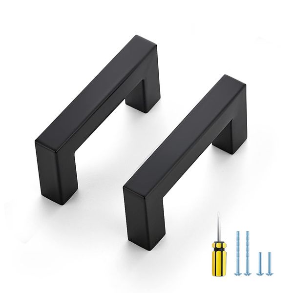 Ravinte 10 Pack Square Cabinet Pulls 2-1/2 Inch Black Kitchen Cabinet Handles Matte Black Kitchen Hardware for Cabinet Black Drawer Pulls Drawer Handles Come with Screwdriver