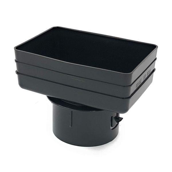 Plastic Universal Downspout to Drain Tile Adapter (4X6X4, BLACK)