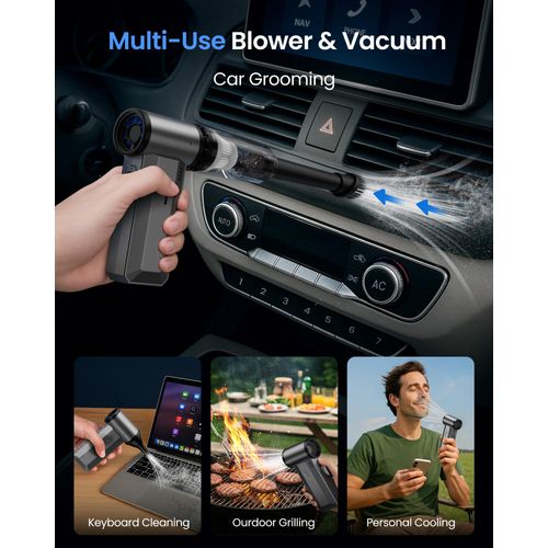 Gaiatop Portable Handheld Turbo Fan, 125500 RPM Electric Air Duster, 35.4m/s Adjustable Speeds Mini Personal Fan, Rechargeable Dust Blower for Keyboard Computer Car Gifts for Men Women Outdoor Travel