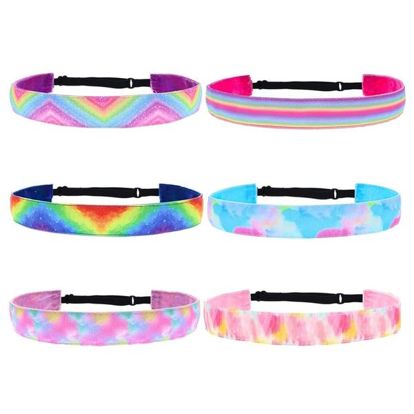 DOYUKY 6 Stück Haarbänder Mädchen, Farbe Sport Haarband, Mädchen Verstellbare Stirnbänder, Tie-Dye Sport Stirnband, Mädchen Dehnbare Stirnbänder, for Teenager Kinder Sport Yoga Party Haar Accessoires