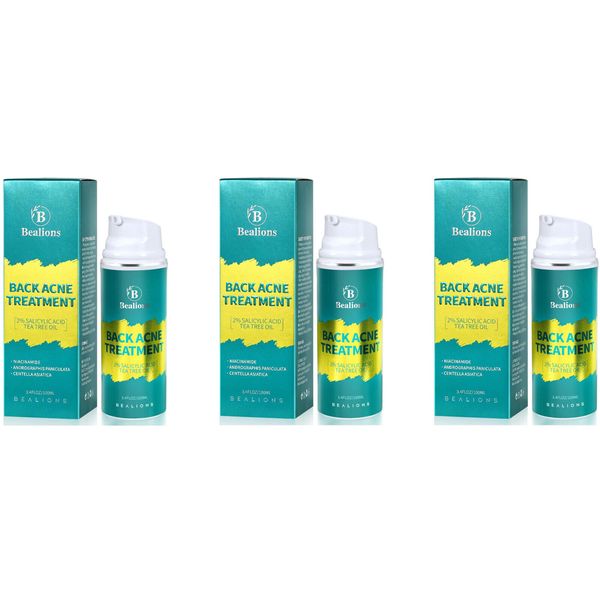 3 Bealions Back Acne Treatment, 2% Salicylic Acid Back Acne Treatment Tea Tree