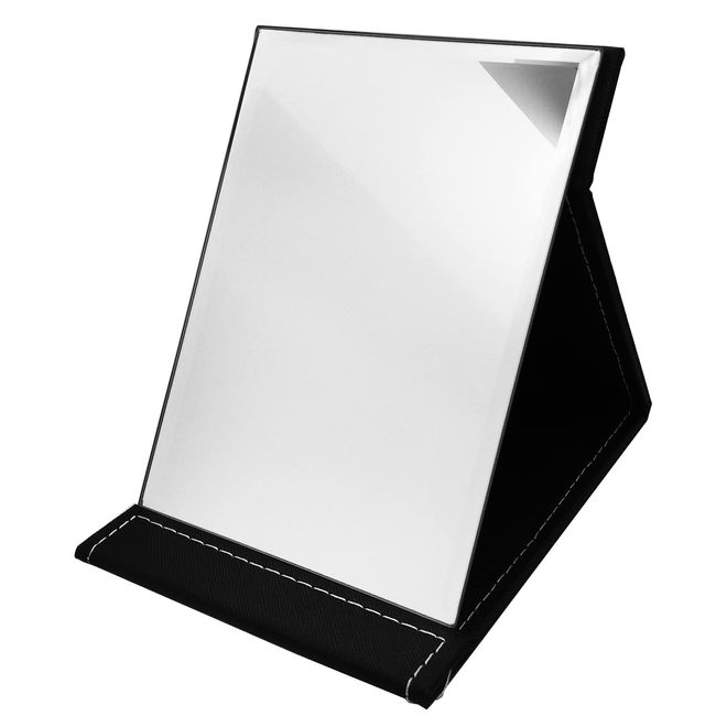 Fuji Sky Mirror, Tabletop, Hand Mirror, Foldable, With Confidence In The Cover Material: L Size: 10.0 x 7.1 inches (25.7 x 18.0 cm), Black