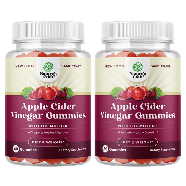 Apple Cider Vinegar Gummies with the Mother-Natural Energy Supplement ACV Gummies with Mother for Body Cleanse Immune Support and Gut Health-Delicious Gummy ACV Supplement with Beet Root Powder 2 pack