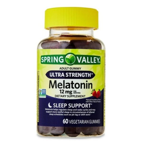 Spring Valley Vegetarian Melatonin Gummies, EXTRA STRENGTH 12 mg, 60 Ct