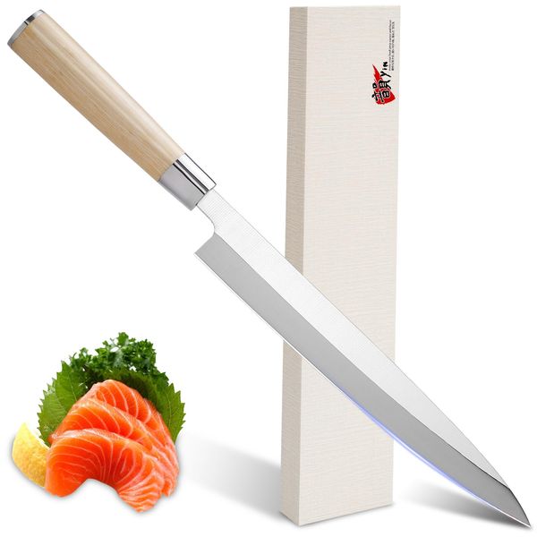 Rhyme yin Knife, Sashimi Knife, 9.4 inches (240 mm), Single-edged, Japanese Knife, Stainless Steel, Fish Sashimi, Seafood, Cuttable Knife, Gift Wrapping, Present, Wedding Gift, Present