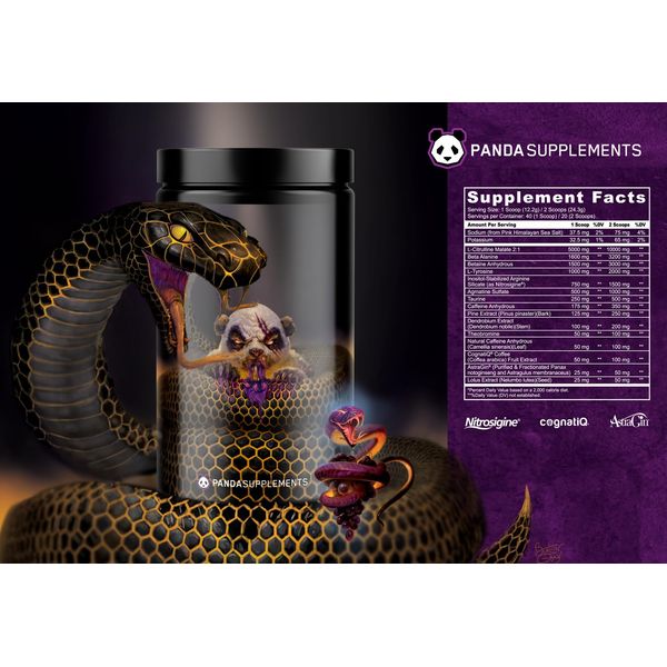 Undergound Bio Labs: Panda Supps Pandamic, Extreme Pre Workout for Maximum Performance, Pump, and Focus (40 Scoops) (Grape Bubblegum)