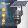 Solar 4MP Wireless Security Camera WIFI Two-Way Audio Dual-Lens PTZ Rechargeable
