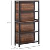 4 Tier Bookshelf Utility Storage Shelf Organizer w/Back Support, Black