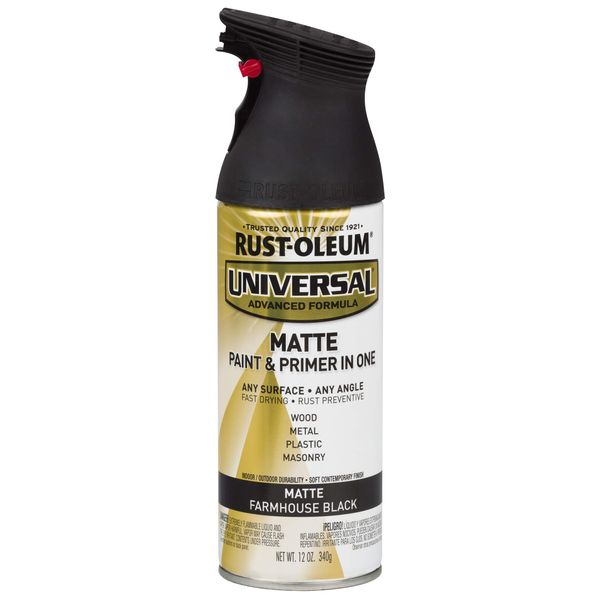 Rust-Oleum 330505 Universal All Surface Spray Paint, 12 oz, Matte Farmhouse Black