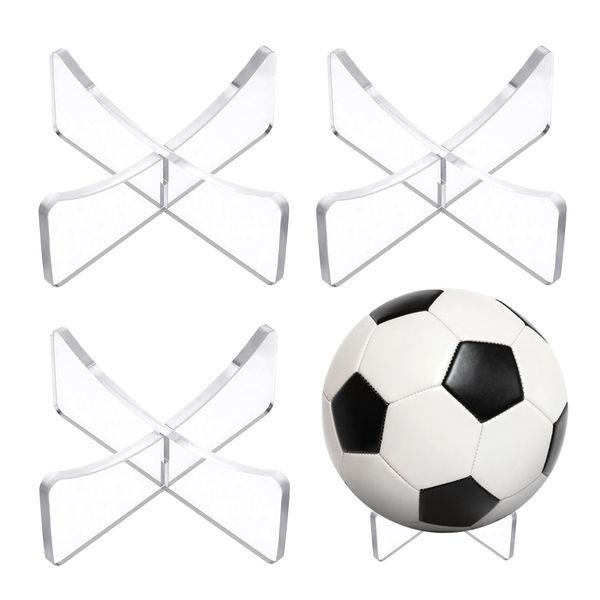 3 Pairs Acrylic Ball Holders, Clear Football Holders for Display, Football Stand, Basketball Display, Clear Storage Holder for Football Basketball Soccer Volleyball