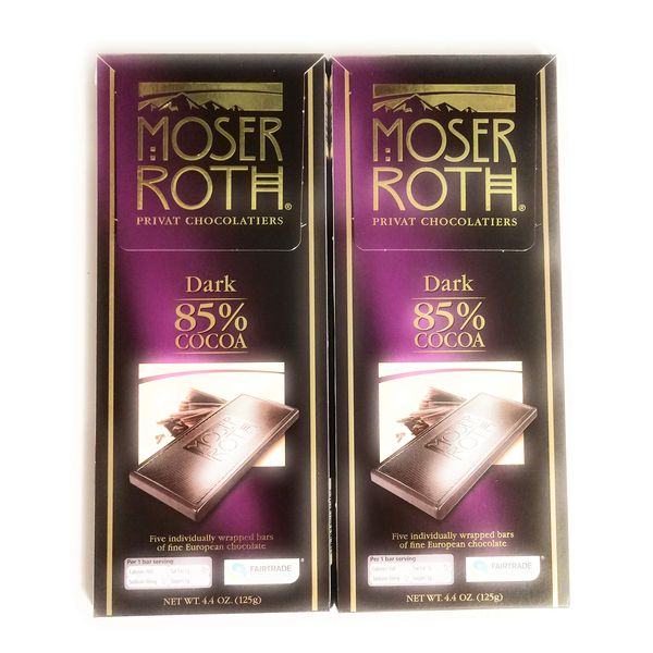 Moser Roth German Dark Chocolate Bars (85%, pack of 2)