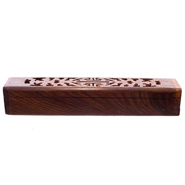 HoitoDeals 1Pcs Sheesham Wood Carved Incense Box For Storage Accessories
