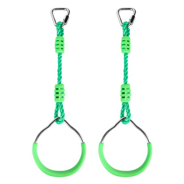 Ymeibe Ninja Rings Monkey Bars for Backyard Playground Swingset Rings Ninja Course for Kids Ninja Gymnastic Rings Ninjaline Obstacle Accessories (Green)