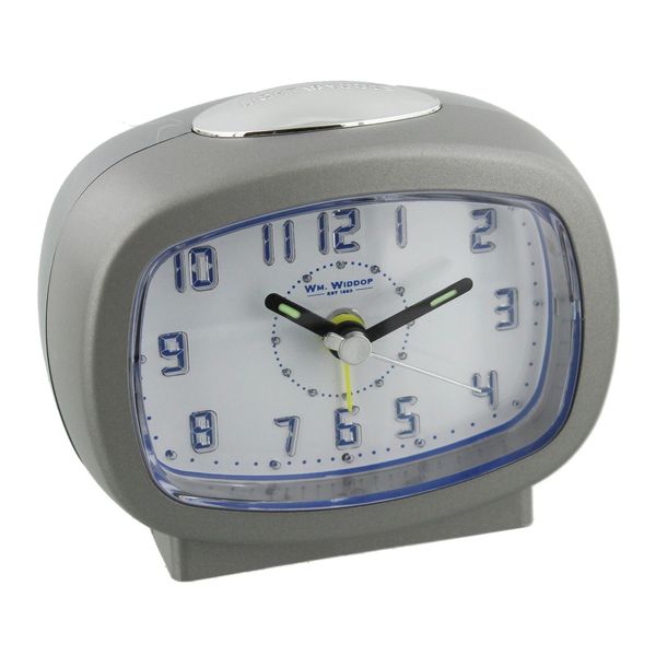 Travel Alarm Clock Blue LED Light Snooze + AA Battery (Silver)
