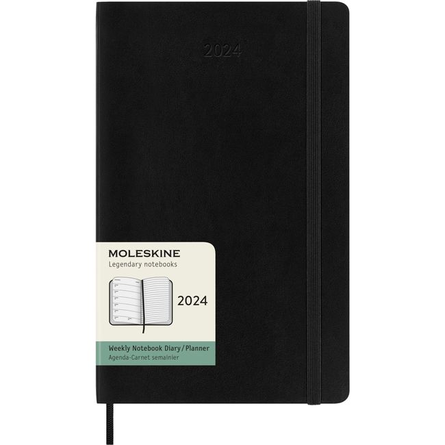 Moleskine 2024 Weekly Planner, 12M, Large, Black, Soft Cover (5 x 8.25)