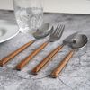 16Pc Cutlery Set Wood Grain Effect Tableware Stainless Steel ABS Handle - BWD