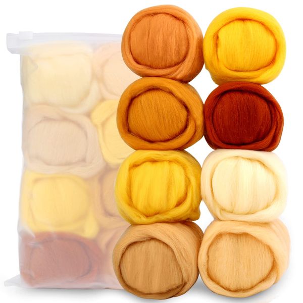 Namner Needle Felting Wool, 2.82oz/80g Felting Wool of 8 Colors, Wool Roving, Needle Felting Supplies, Needle Felting Wool Kit, Needle Felting Wool Set, for Starter DIY Wool Crafts, Autumn