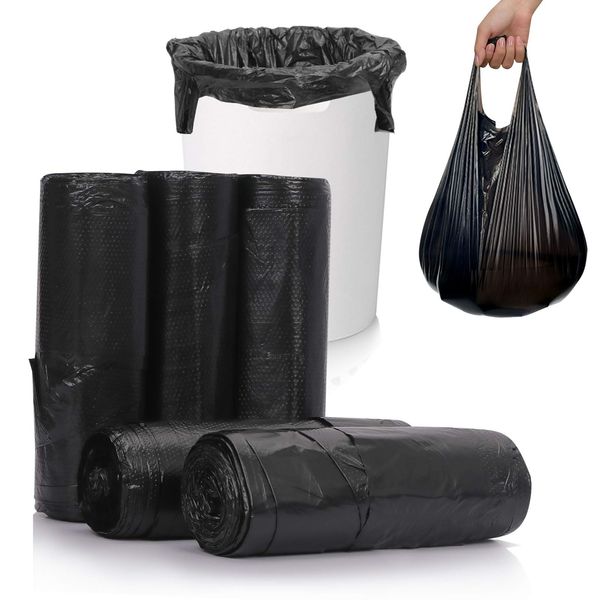 Skycase Trash Bags, Garbage Bags, 5 Rolls 100 counts [Extra Thick][Leak Proof] Rubbish Bags Wastebasket Bin Liners for Home Office Trash Can Black