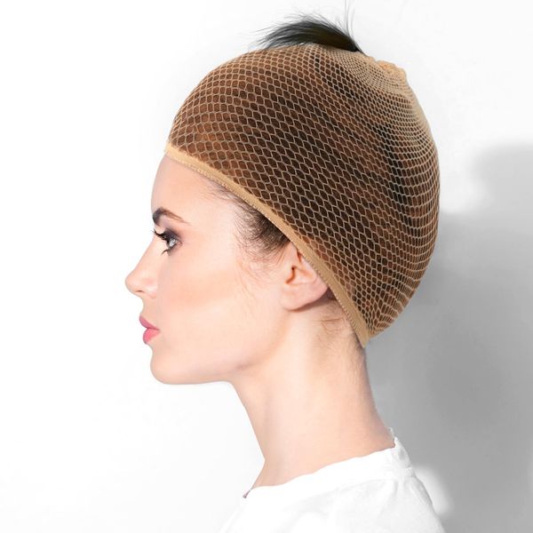 Yuxung 4 Pieces Women Ride Hair Net No Knot Hair Net Equestrian Hair Net Hair Cap Weaving Caps Wig Caps for Long and Short Hair (Light Brown)