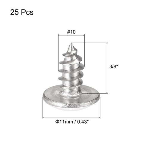 uxcell Phillips Head Self Tapping Screws, #10x3/8" 304 Stainless Steel Wood Sheet Metal Screw 25pcs