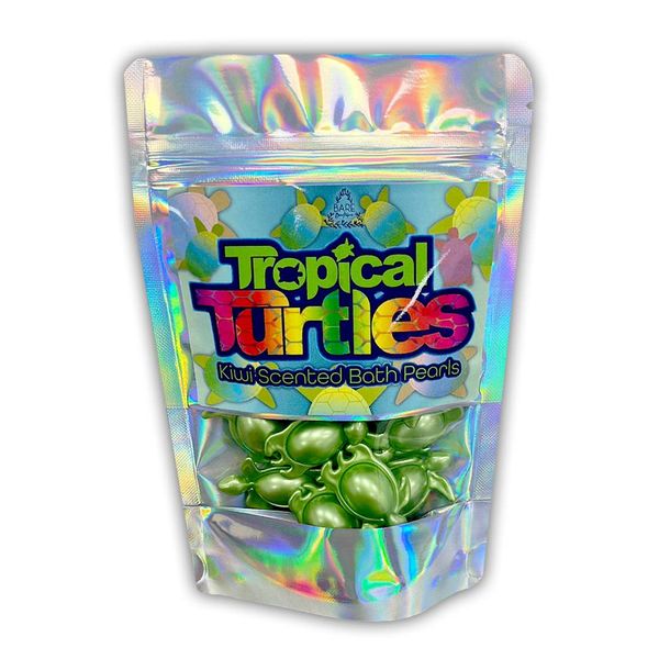 Tropical Turtles. 15 Kiwi Scented Bath Oil Pearls. Turtle Themed Gift. Ideal Small Gift, Stocking Filler, Advent Calendar Filler. Bath Oil Pearls.