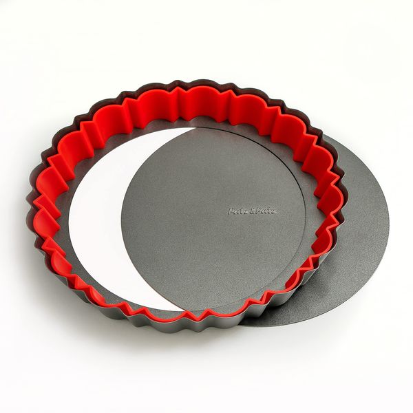 Patz&Patz Fluted Tart Pan with Removable Bottom - 9 in. Nonstick Carbon Steel pie pan With Crust Shaper Ring - for Pies, Tarts, and Quiche Baking Dish