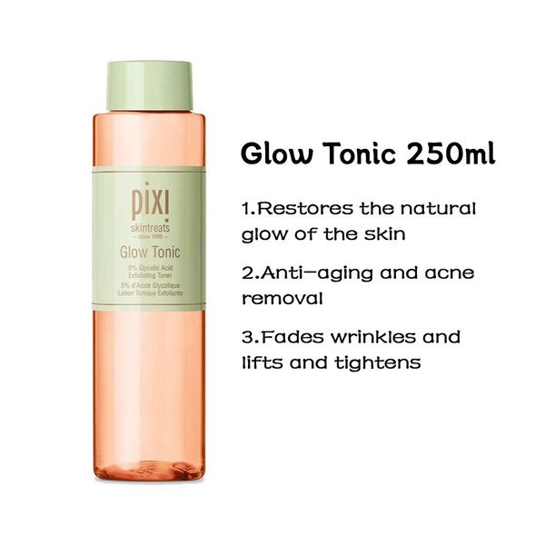 PiXi Glow Tonic 250ml Exfoliating Toner 5% Glycolic Acid Anti Acne Whitening Moisture Aging Reduce Fine Lines