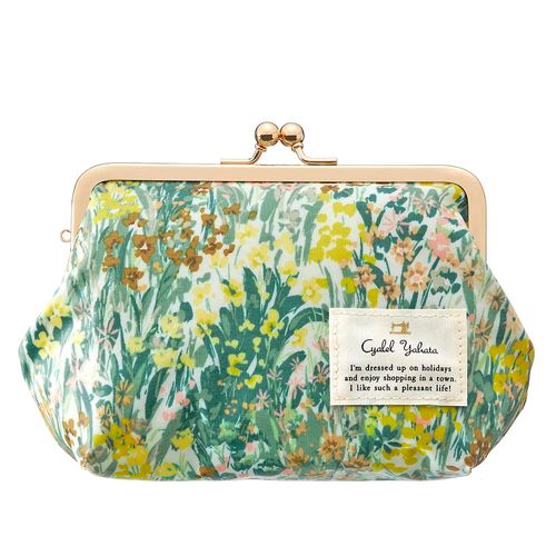 Charail Yahata Botanical Flower Pouch with Laminated Surface, Sanrio Liberty Print, Collaboration Pouch, Cosmetic Pouch, Cosmetic Pouch, Flower Pattern, Mother's Day, Fairy Merit Yellow