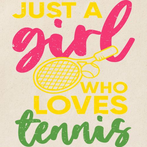 CafePress Tennis Girl Player Loves Tennis Racket Cu Tote Bag Reusable Natural Beige Canvas Shopping Bag