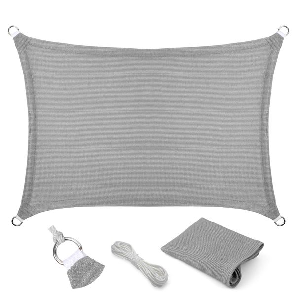 Eden's Decor 6' x 8' Grey Sun Shade Sail Outdoor Canopy Rectangular Awning Fabric Cloth Screen for Patio Garden Backyard Pergola Custom Size