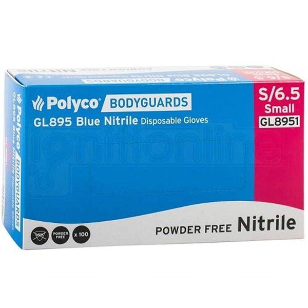 Polyco GL8951 Bodyguards 4 Nitrile Powder Free Disposable Glove, Blue, 2 Count (Pack of 1)