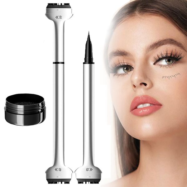 2-in-1 Waterproof Eyeliner and Lower Eyelash Stamp Kit,Lower Lash Stamp,Lower Eyelash Stamps Tool,Eye Makeup Tools,Lower Lash Stamp with Ink (Black)