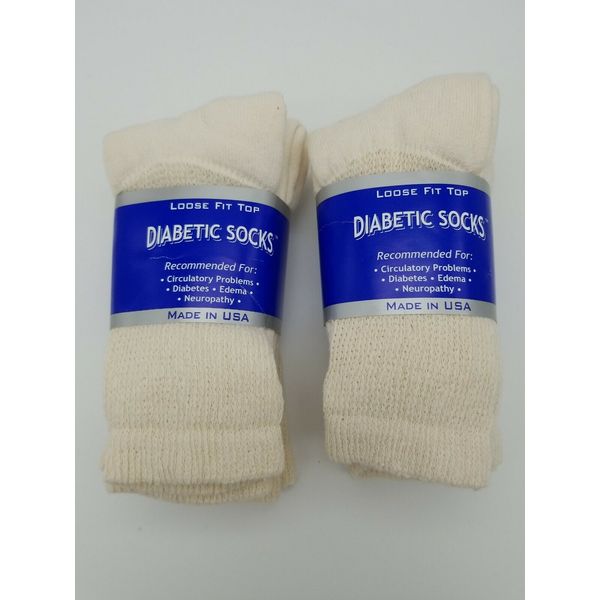 6 Pairs Diabetic Crew Socks Loose Fit Top size 10-13  New Old Stock USA