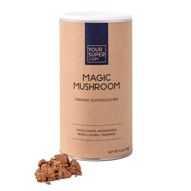 Your Super Magic Mushroom Superfood Powder - Brain Booster, Immune Support,  Natural Energy - Organic Cacao, Chaga, Ashwagandha, Lucuma, Reishi