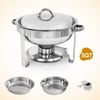 2 Pack 5 Quart Stainless Steel Round Chafing Dishes Full Size Buffet Catering